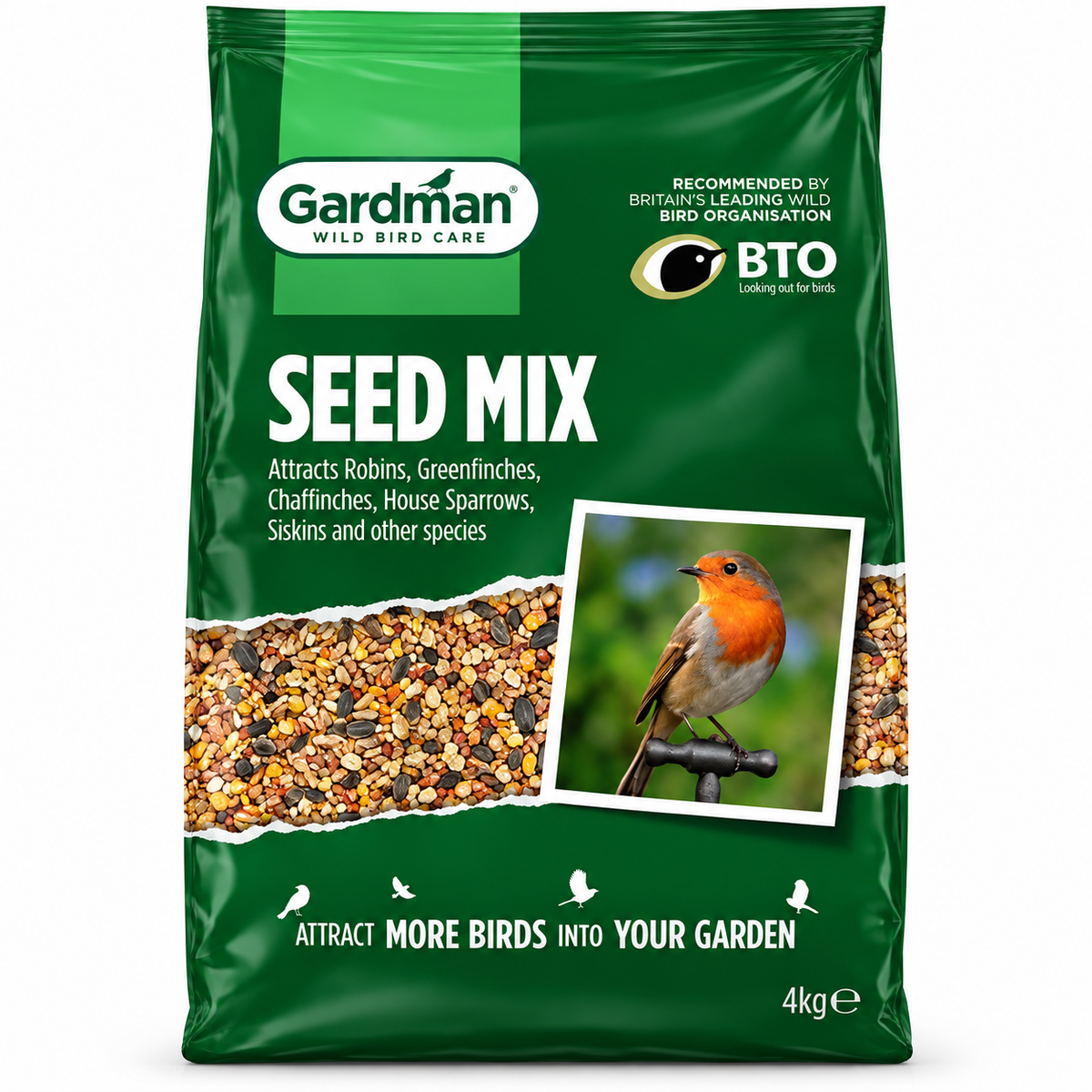 Gardman Seed Mix 4kg Wild Garden Bird Food All Purpose Seed Feed Mix