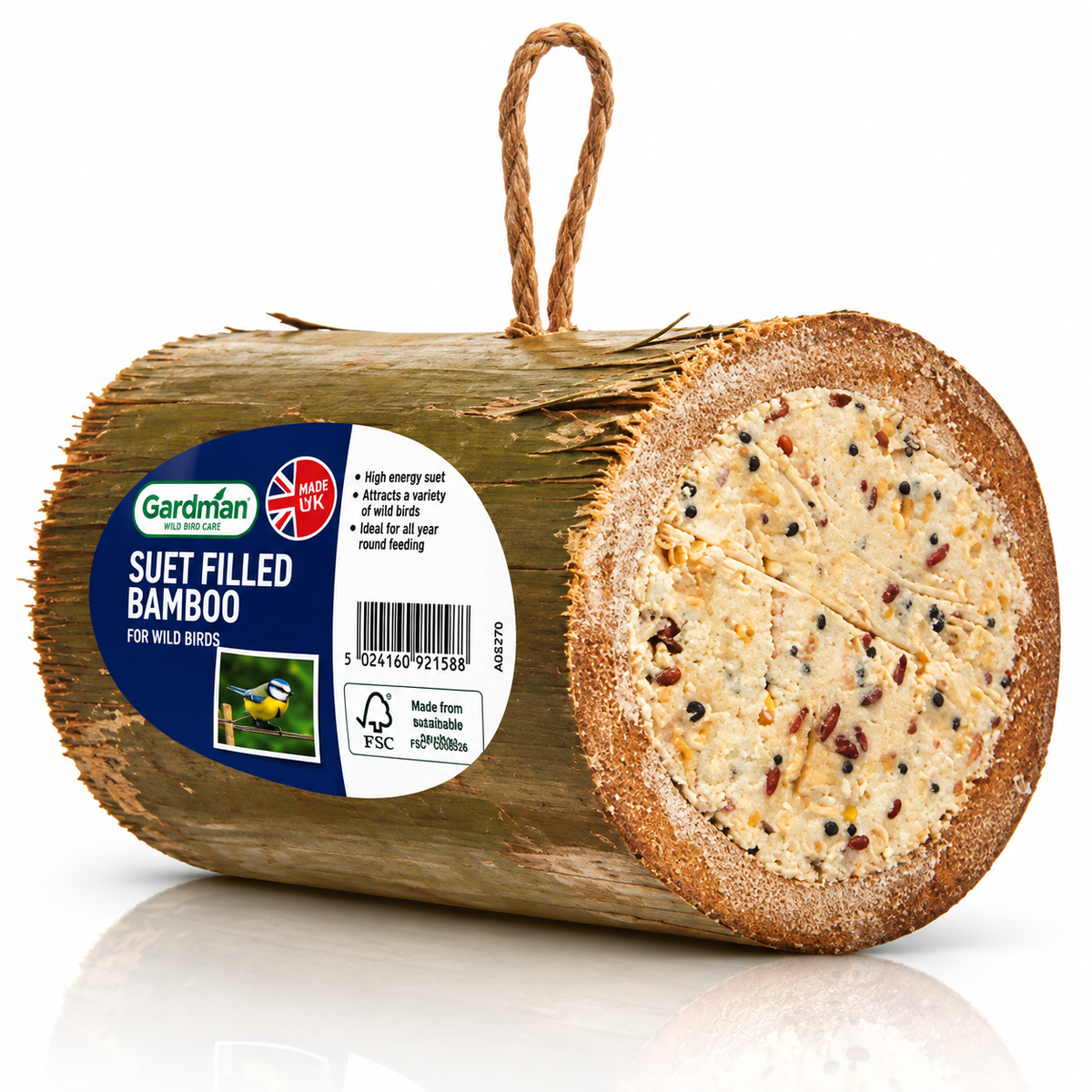 Gardman Suet Filled Bamboo Feeder Wild Garden Bird Food High Energy Seeds