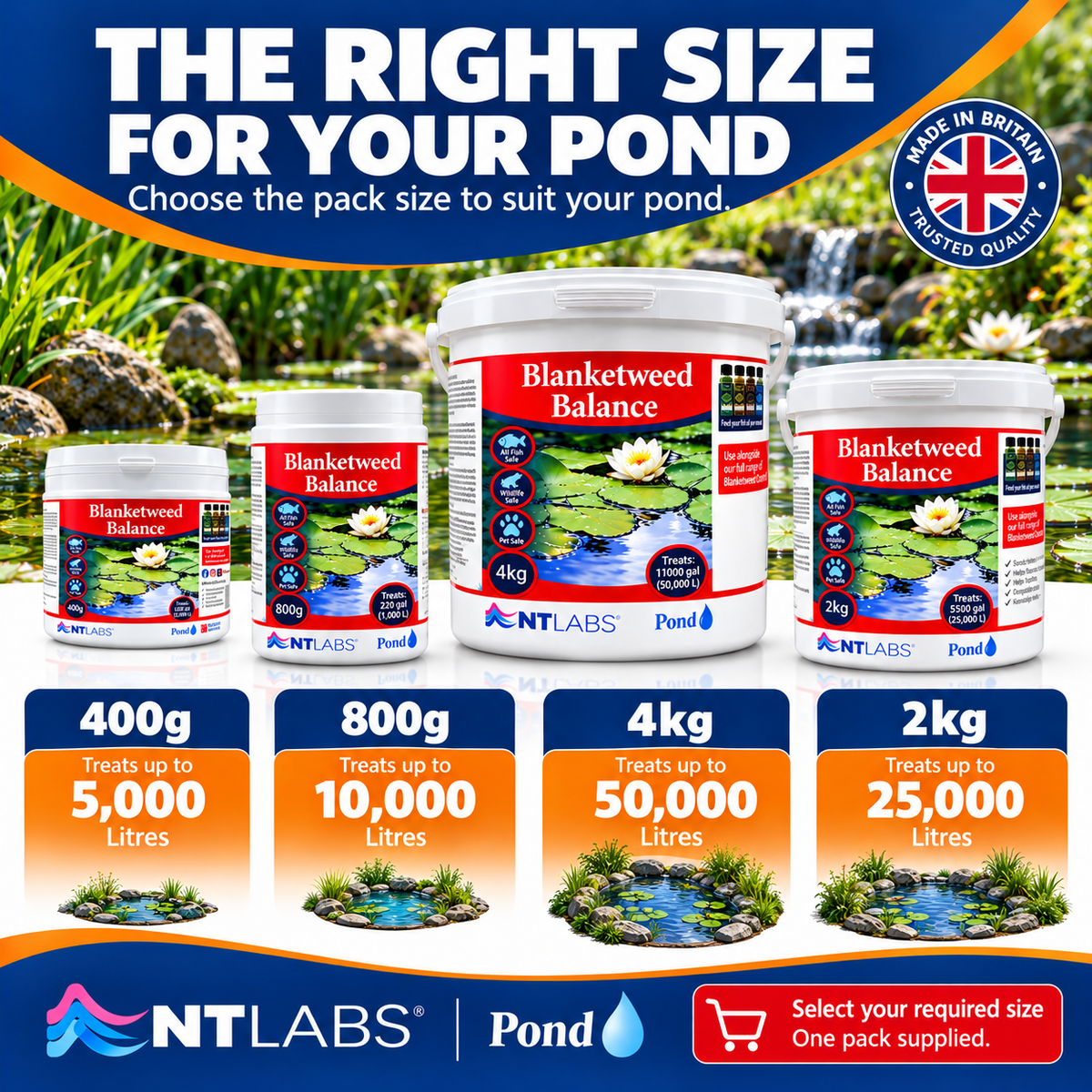 NT Labs Pond Blanketweed Balance Treatment Koi Fish Algae Control 400g 800g 2kg 