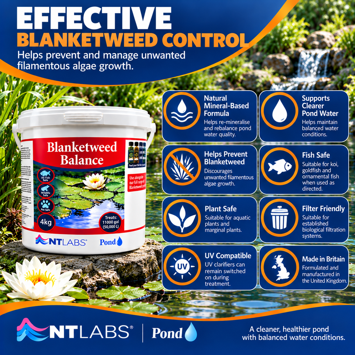 NT Labs Pond Blanketweed Balance Treatment Koi Fish Algae Control 400g 800g 2kg 