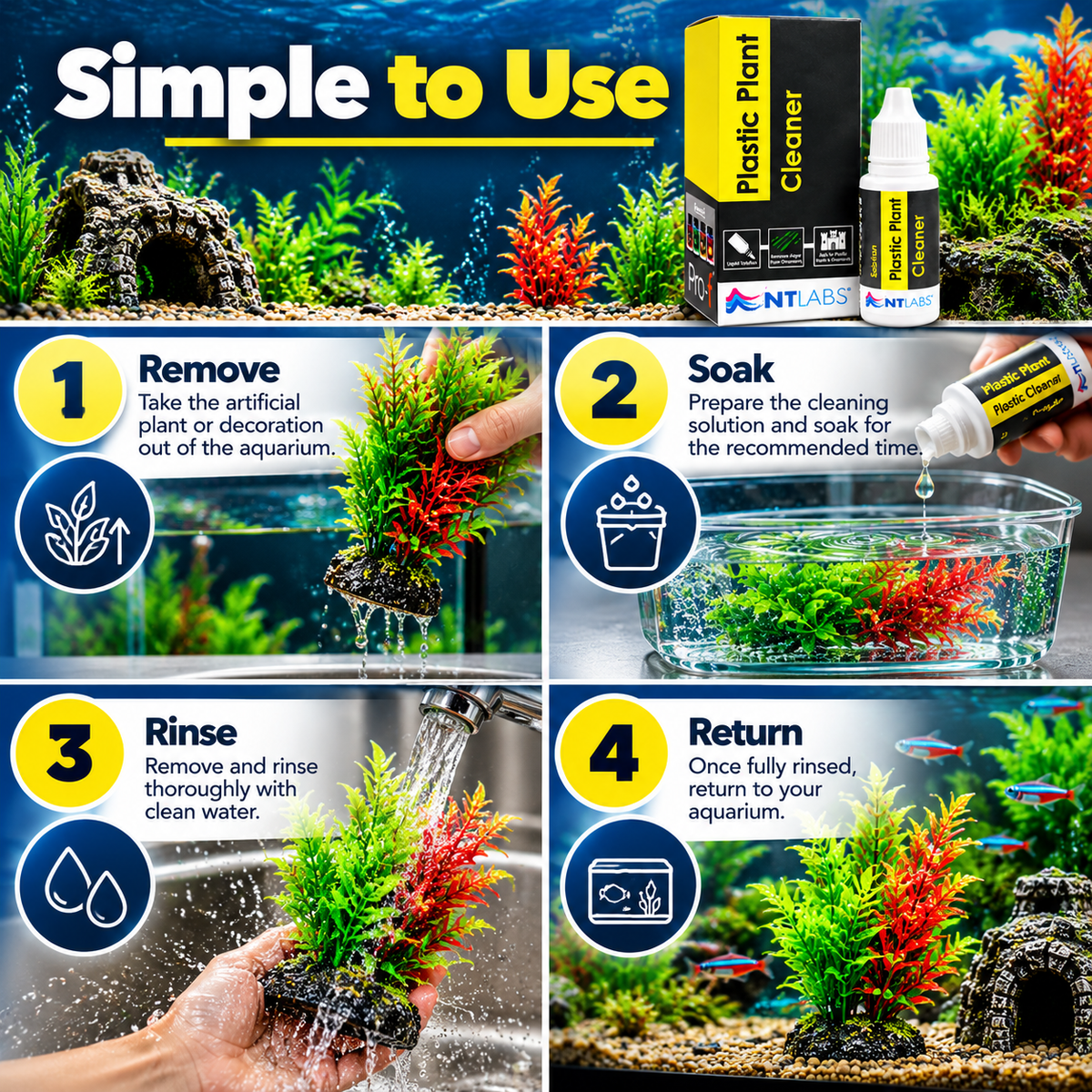 NT Labs Plastic Plant Cleaner 100ml Aquarium Artificial Plant Ornament Cleaner