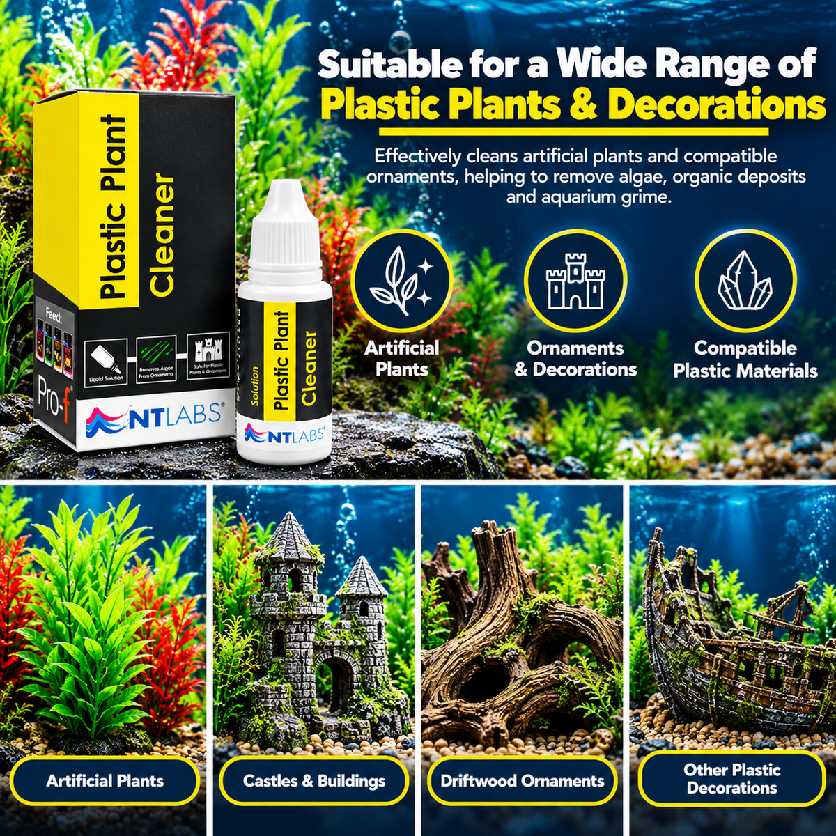 NT Labs Plastic Plant Cleaner 100ml Aquarium Artificial Plant Ornament Cleaner