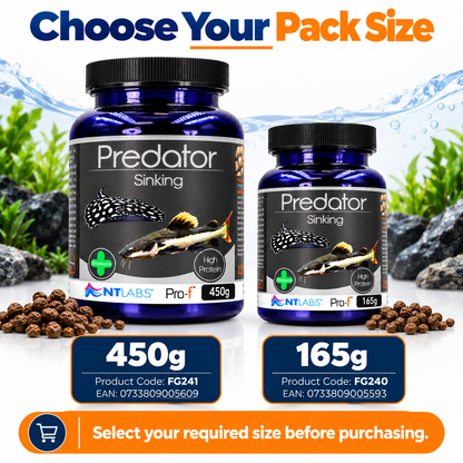 NT Labs Pro-F Predator Sinking Fish Food Catfish Cichlid Rays 165g 450g