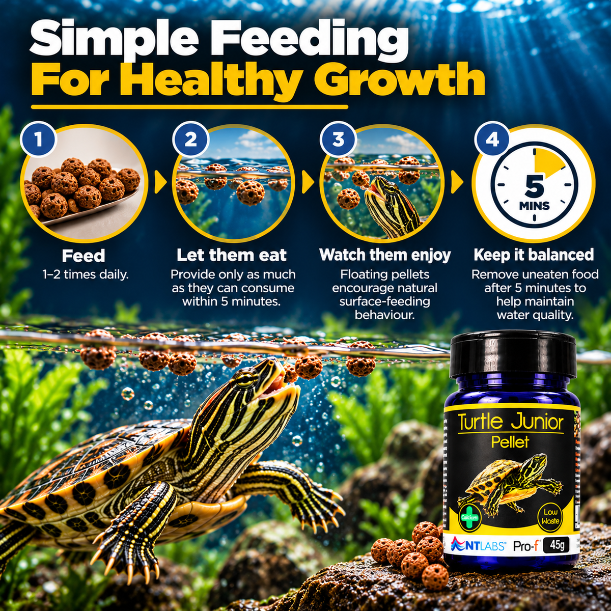 NT Labs Pro-F Turtle Junior Food 45g Floating Pellets Aquatic Terrapin