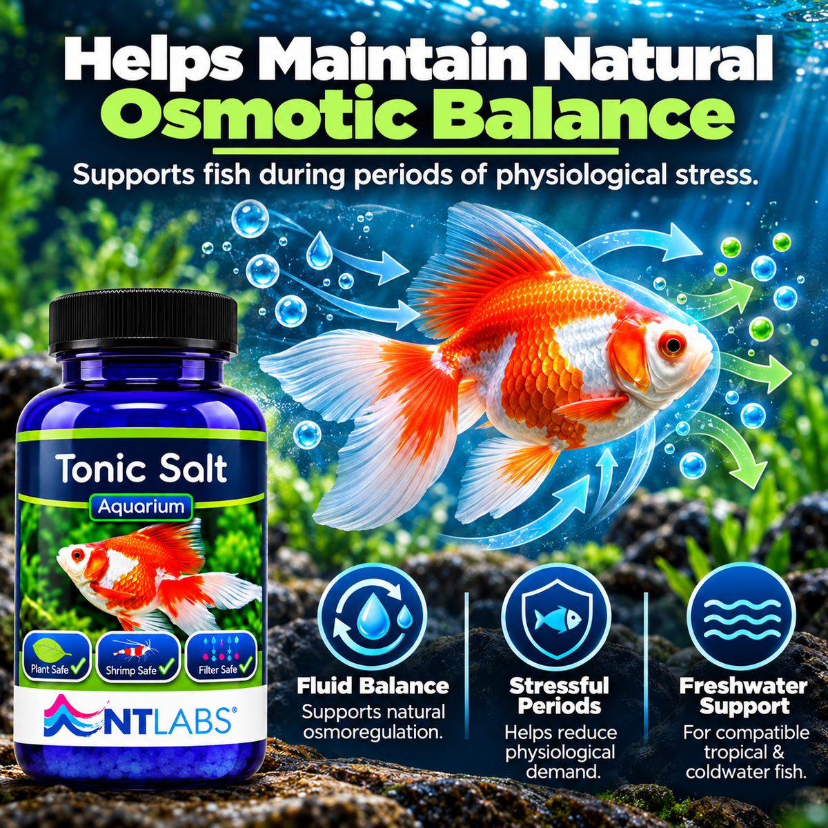 NT Labs Aquarium Tonic Salt 300g Freshwater Fish Stress Recovery Treatment
