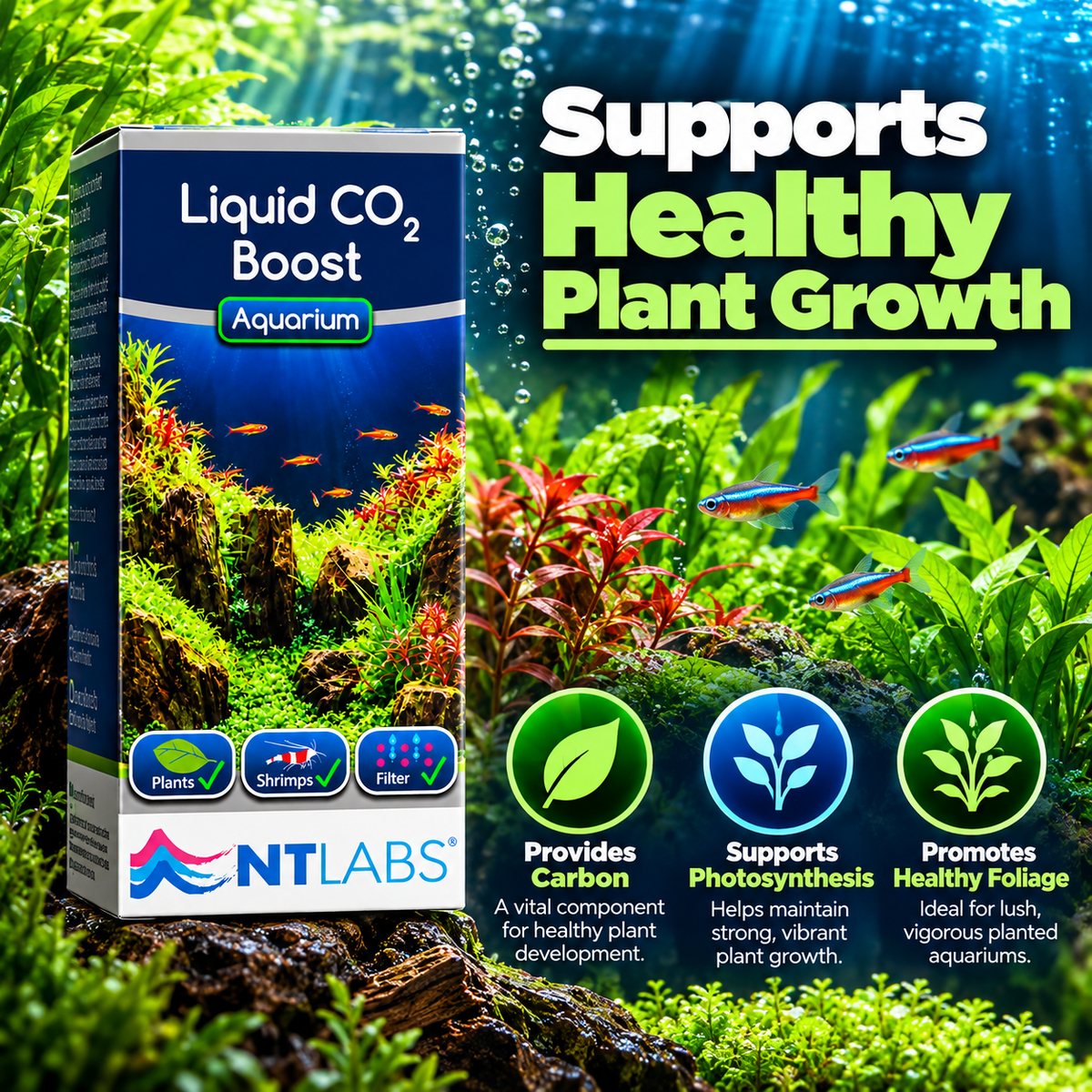 NT Labs Liquid CO2 Boost 100ml Aquarium Plant Carbon Fertiliser Treatment
