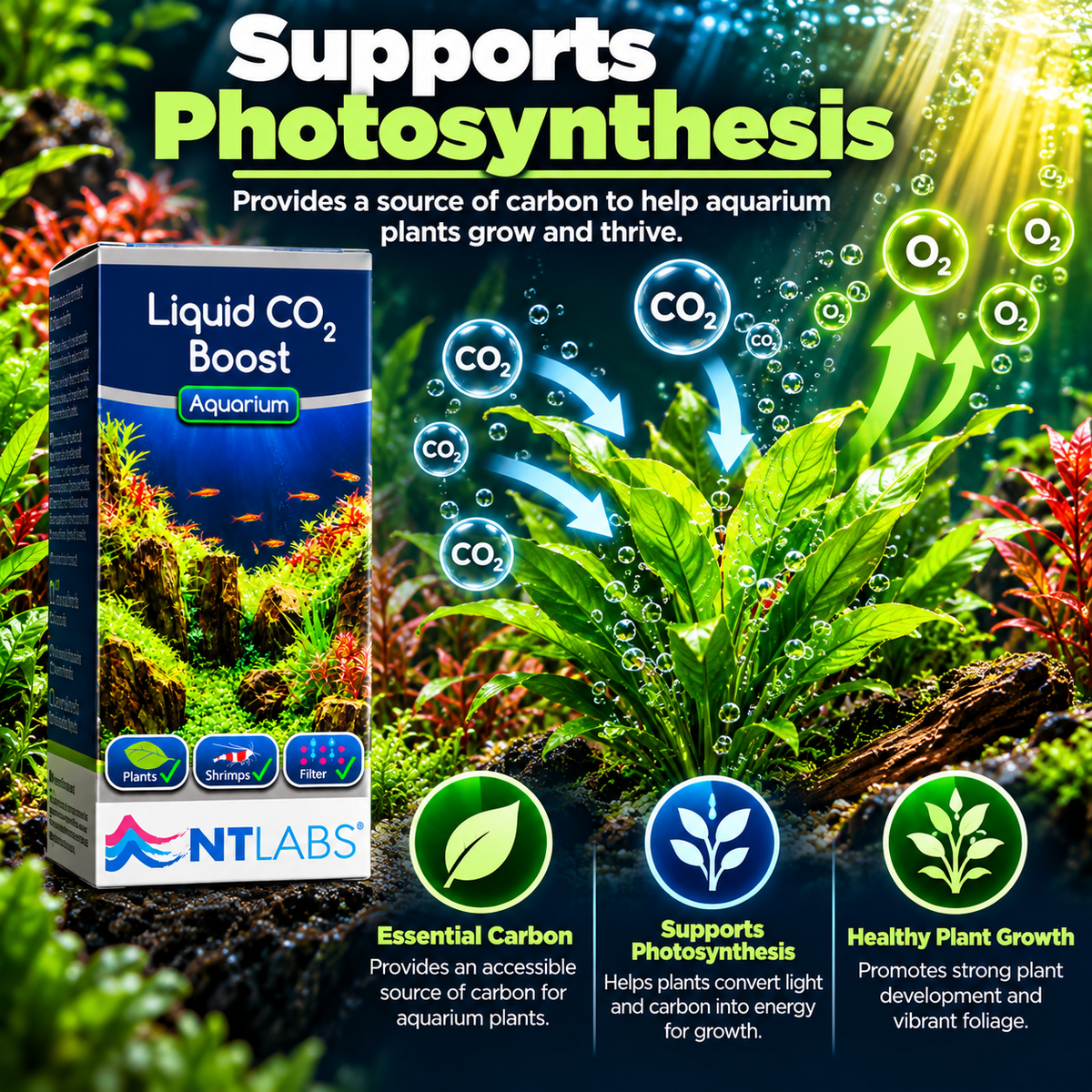 NT Labs Liquid CO2 Boost 100ml Aquarium Plant Carbon Fertiliser Treatment