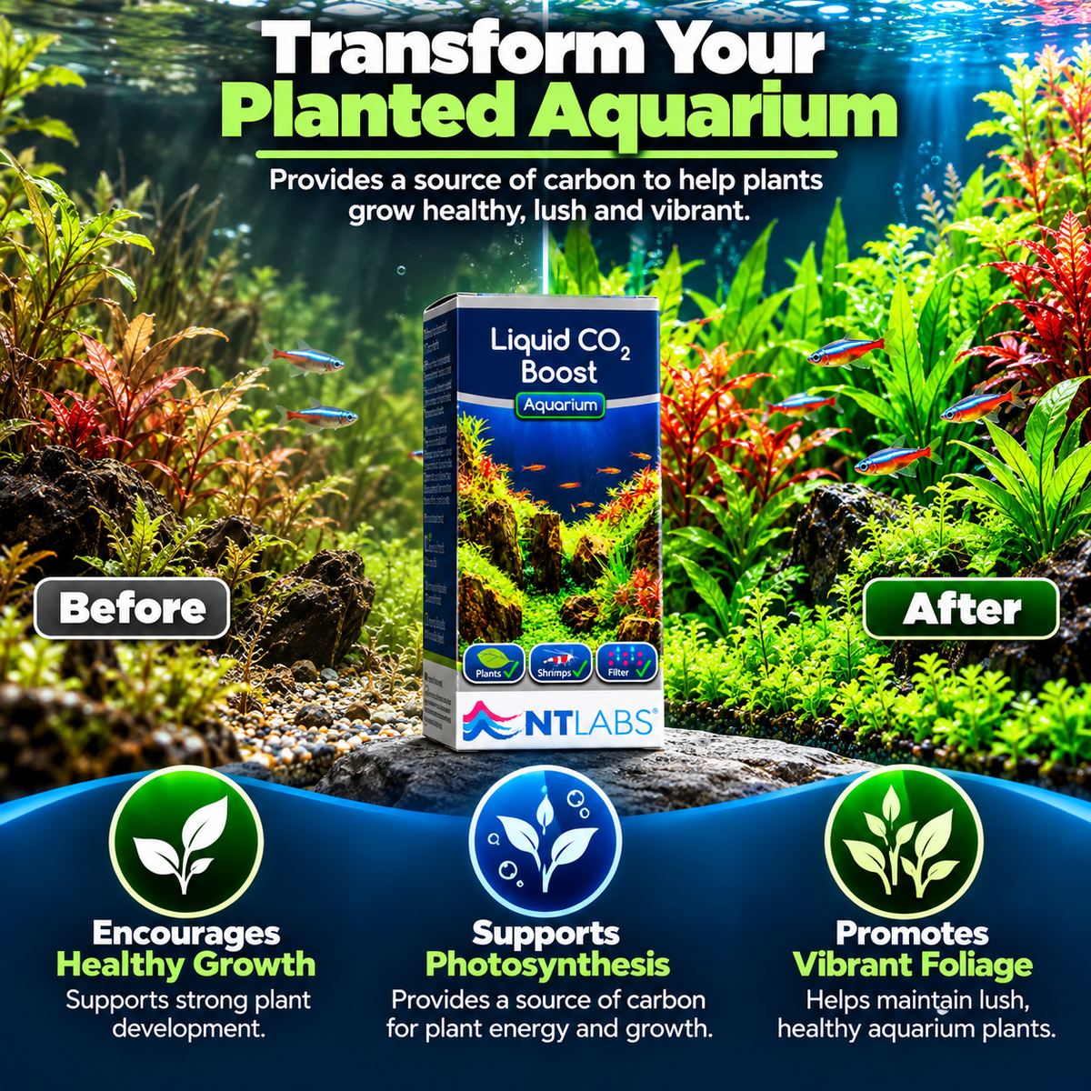 NT Labs Liquid CO2 Boost 100ml Aquarium Plant Carbon Fertiliser Treatment