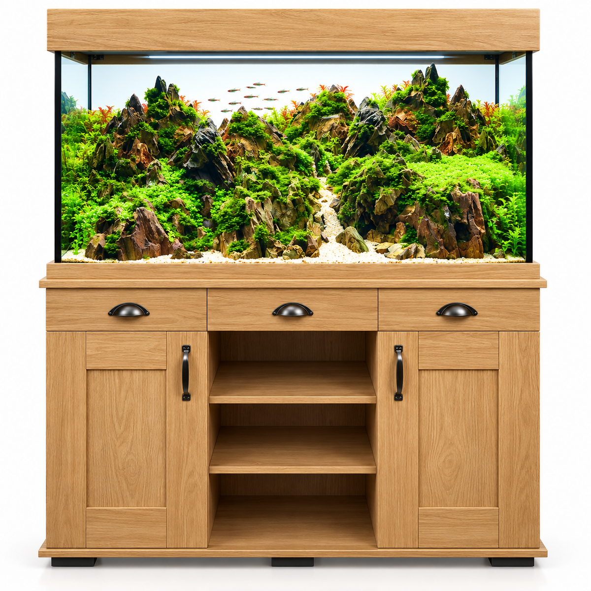 Fluval Shaker 252 Aquarium Fish Tank Cabinet Filter Heater LED Oak Grey