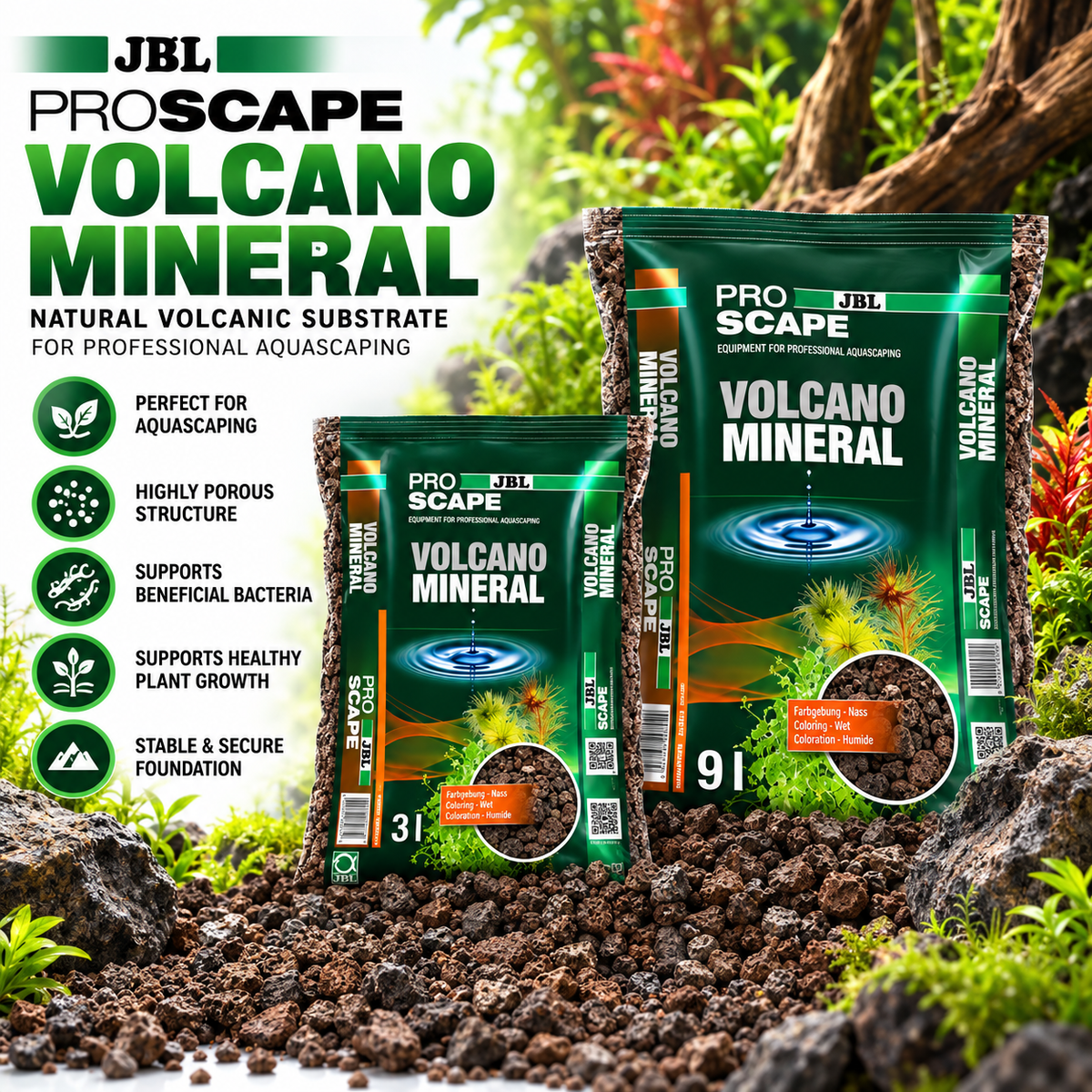 JBL ProScape Volcano Mineral 9L Aquarium Aquascaping Volcanic Substrate