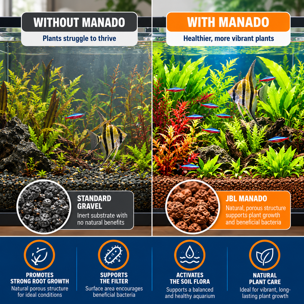 JBL Manado Brown Natural Aquarium Gravel Substrate Planted Fish Tank Decor 