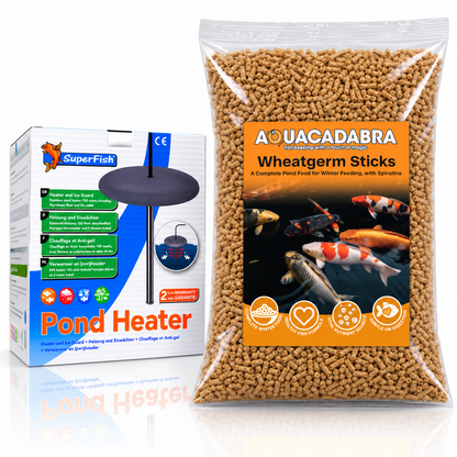 Aquacadabra Wheatgerm Sticks + SuperFish Pond Heater Winter Bundle