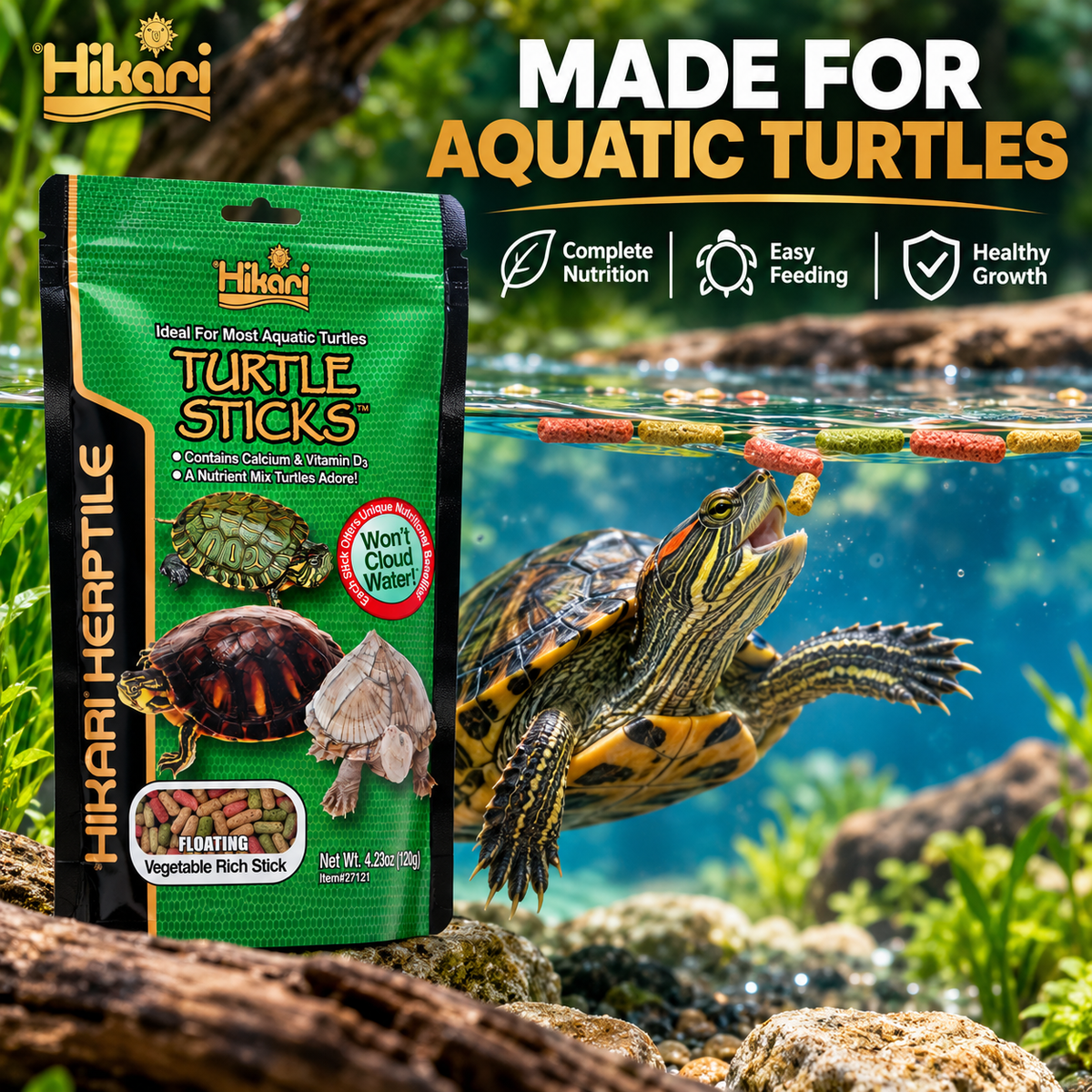 Hikari Turtle Sticks Nutrient-Rich Mix 120g