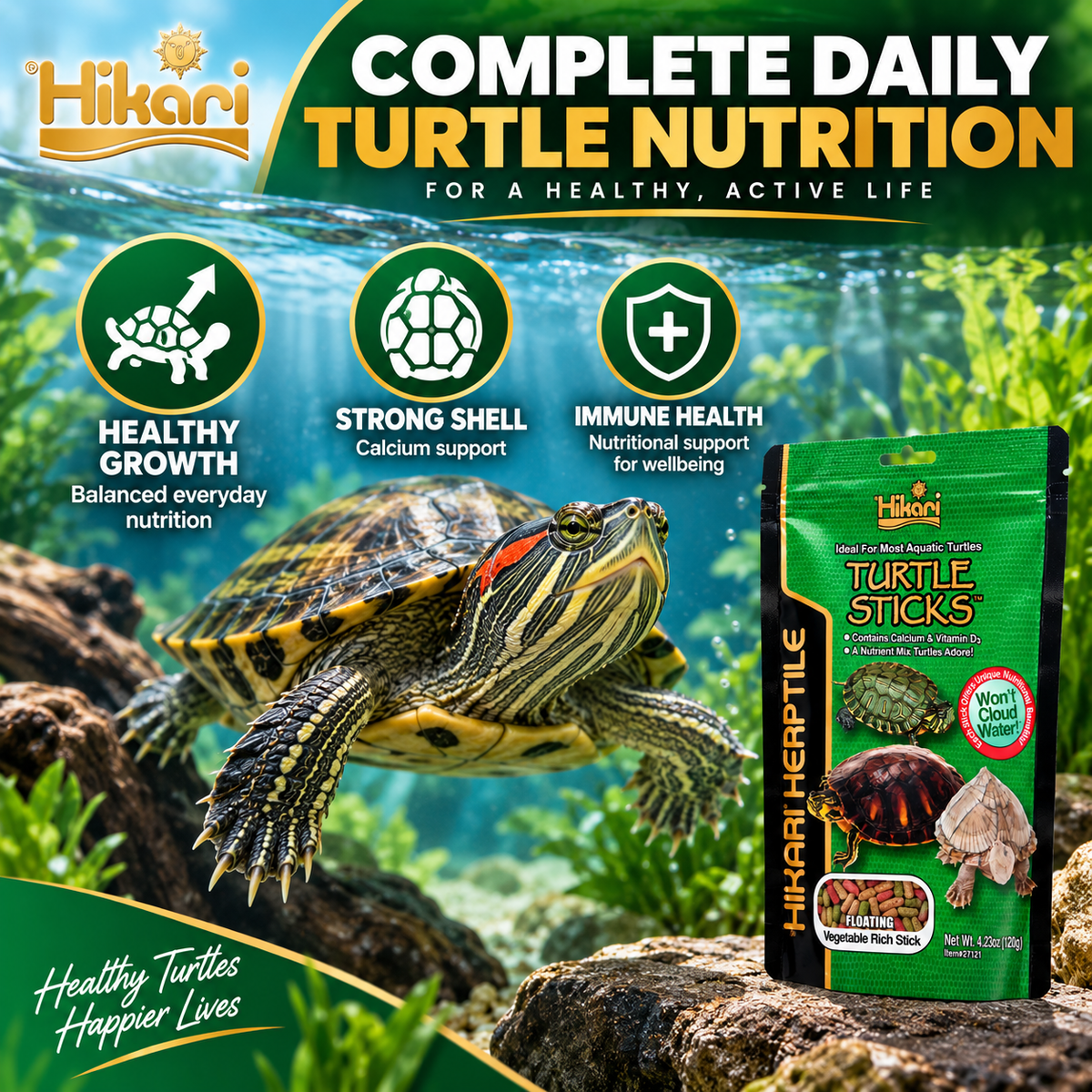 Hikari Turtle Sticks Nutrient-Rich Mix 120g