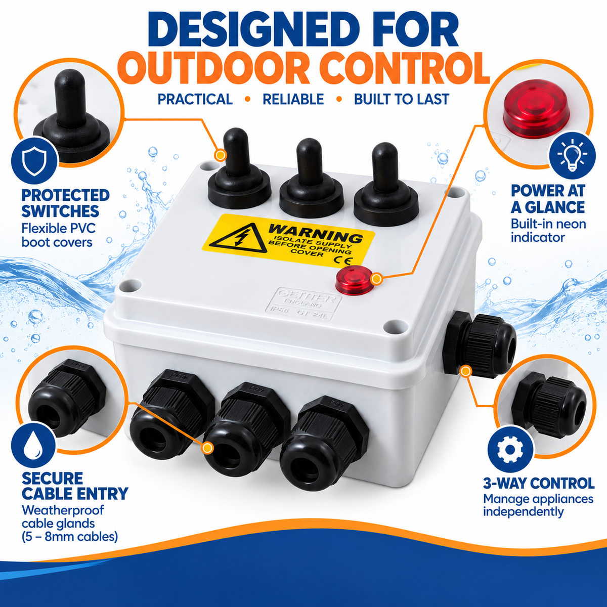 Outdoor 3-Way Weatherproof Electrical Switch Box