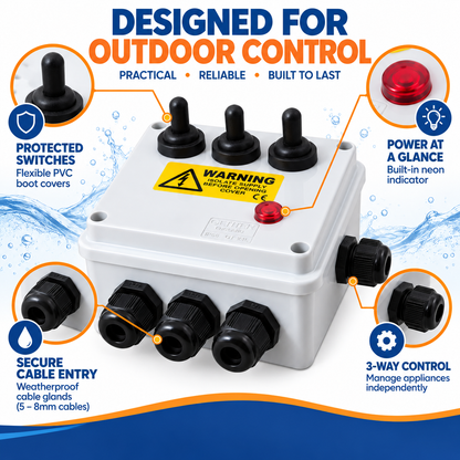 Outdoor 3-Way Weatherproof Electrical Switch Box