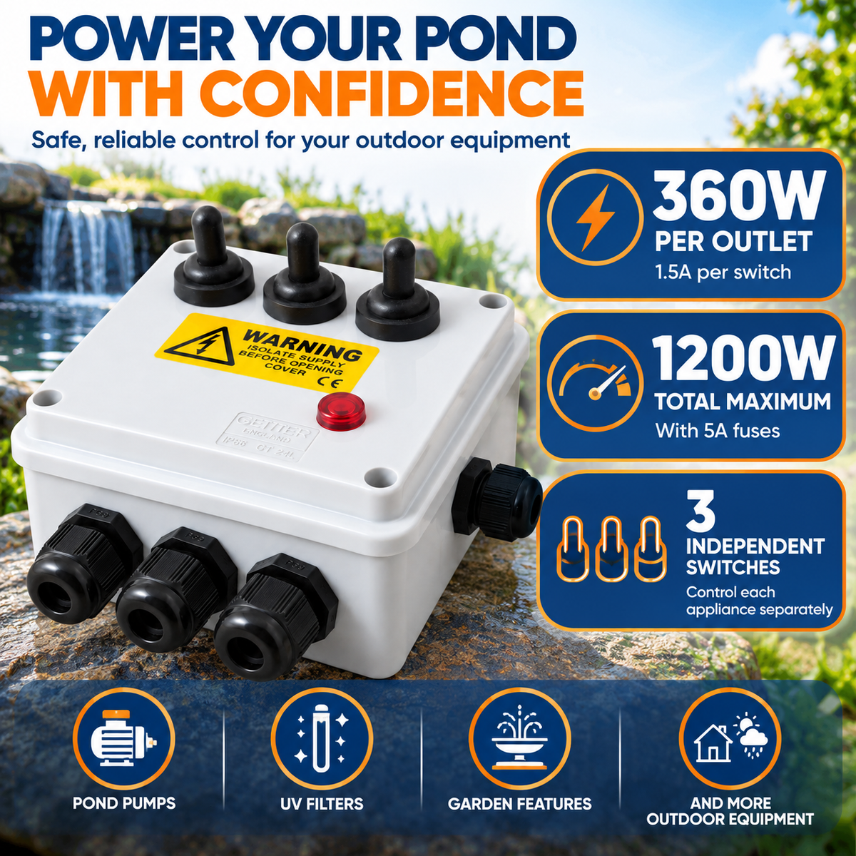 Outdoor 3-Way Weatherproof Electrical Switch Box