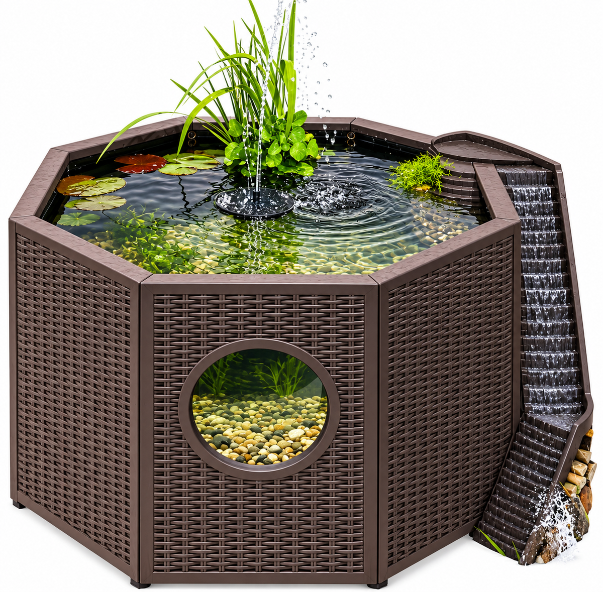 Blagdon Raised Fish & Nature Pond 235L/270L Solar Fountain Octagon/Half Moon