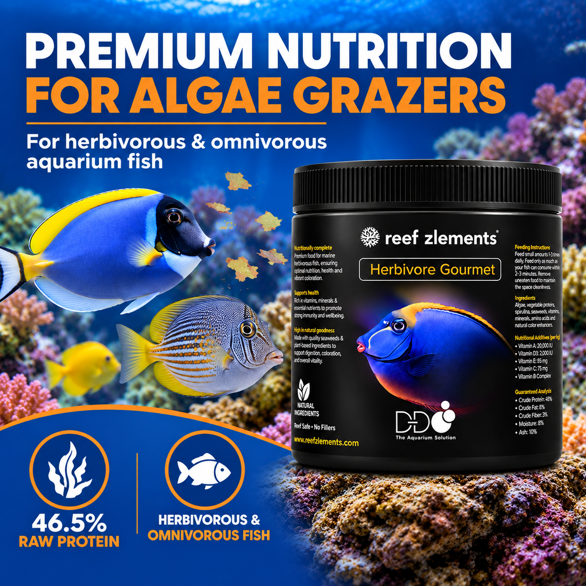 Reef Zlements Herbivore Gourmet Flakes 30g Marine Fish Food