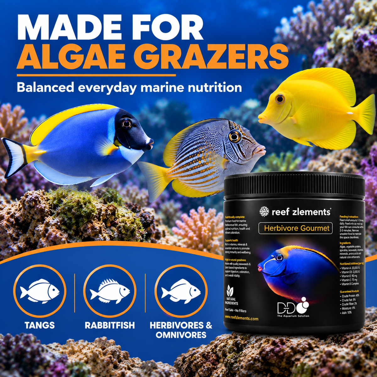 Reef Zlements Herbivore Gourmet Flakes 30g Marine Fish Food