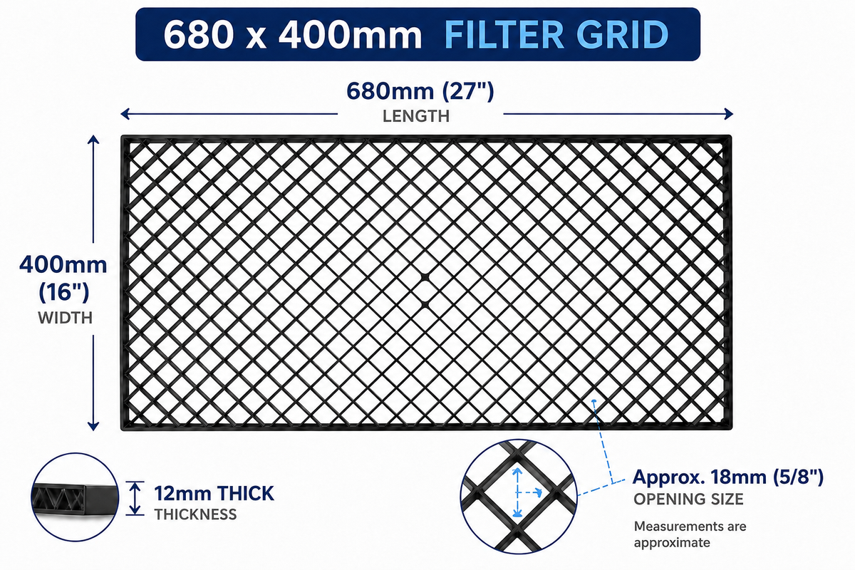 Marine-Grade Diamond Cut Egg Crate Filter Grid 27"x16"
