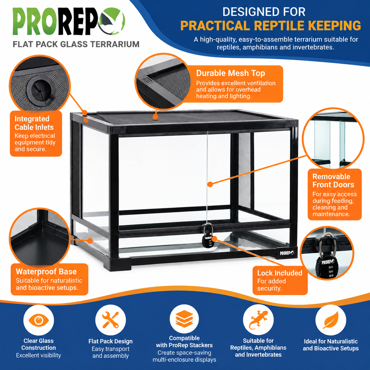 ProRep Flatpack Terrariums, Glass Reptile Enclosures