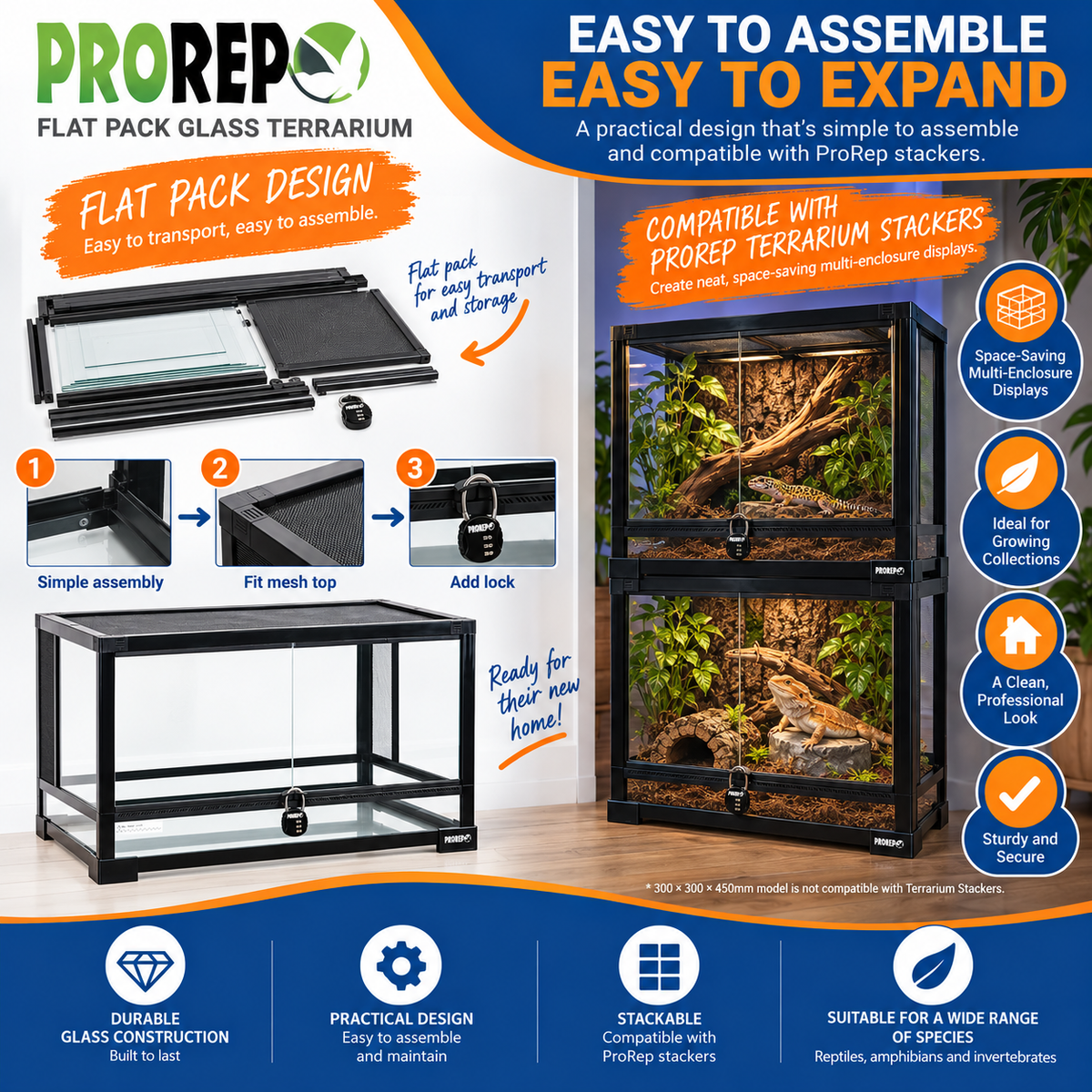 ProRep Flatpack Terrariums, Glass Reptile Enclosures