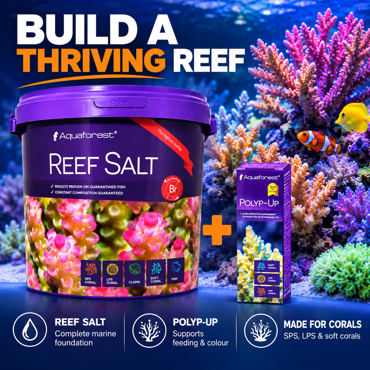 Aquaforest Reef Salt Marine Coral Aquarium + FREE Socks & Polyp-Up 50ml
