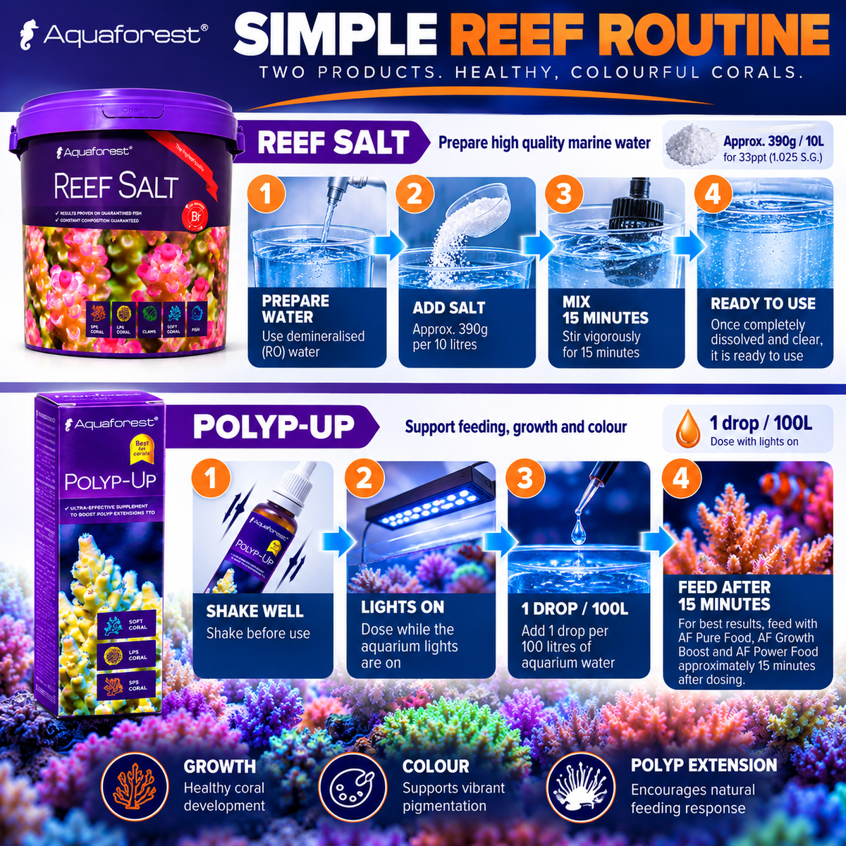 Aquaforest Reef Salt Marine Coral Aquarium + FREE Socks & Polyp-Up 50ml