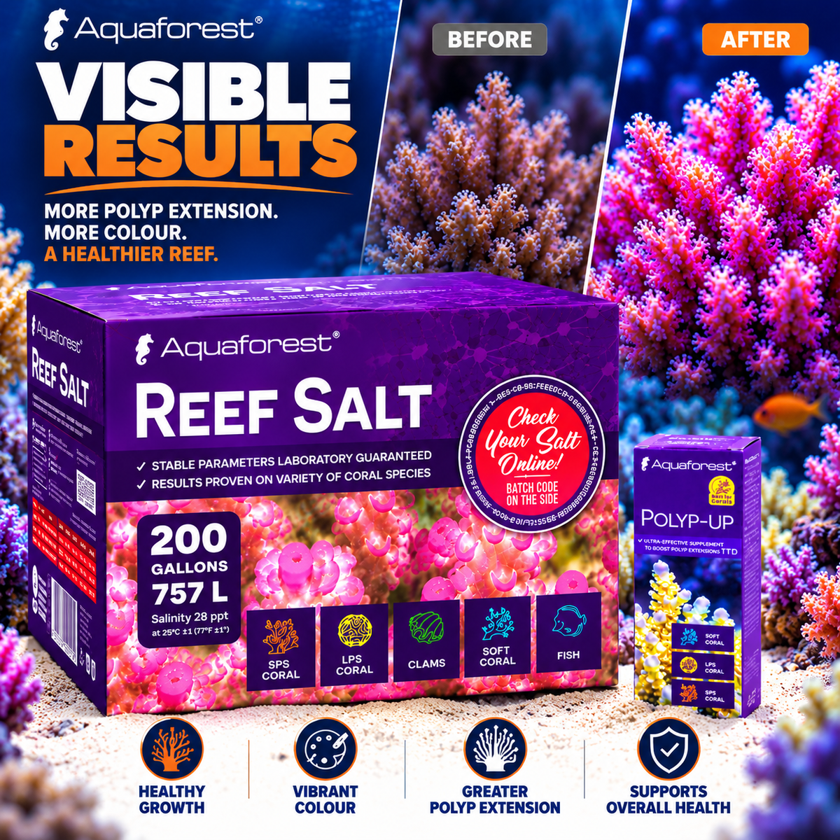 Aquaforest Reef Salt Marine Coral Aquarium + FREE Socks & Polyp-Up 50ml