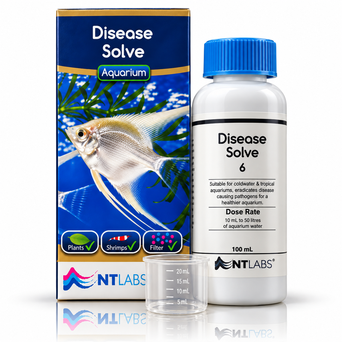 NT Labs Aquarium Disease Solve 100ml Fish Treatment Tropical Coldwater 500L