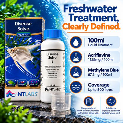 NT Labs Aquarium Disease Solve 100ml Fish Treatment Tropical Coldwater 500L