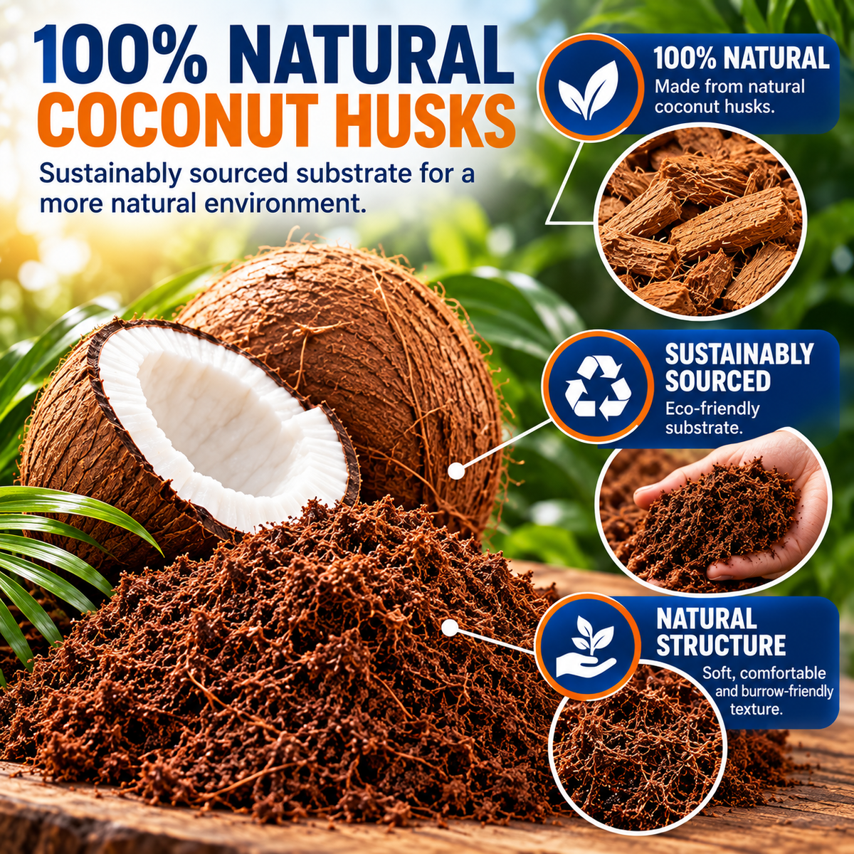 HabiStat Coir Substrate 10L Natural Coconut Bedding for Reptiles