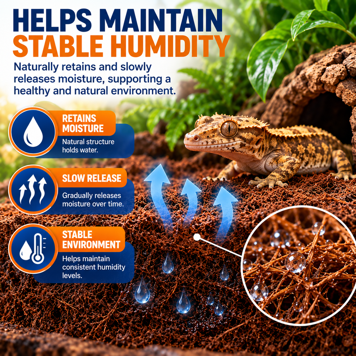 HabiStat Coir Substrate 10L Natural Coconut Bedding for Reptiles