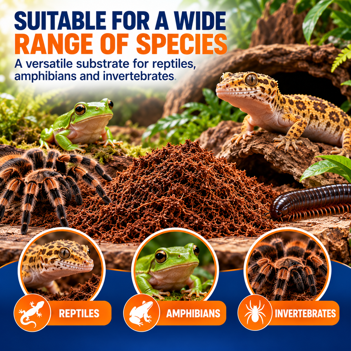 HabiStat Coir Substrate 10L Natural Coconut Bedding for Reptiles