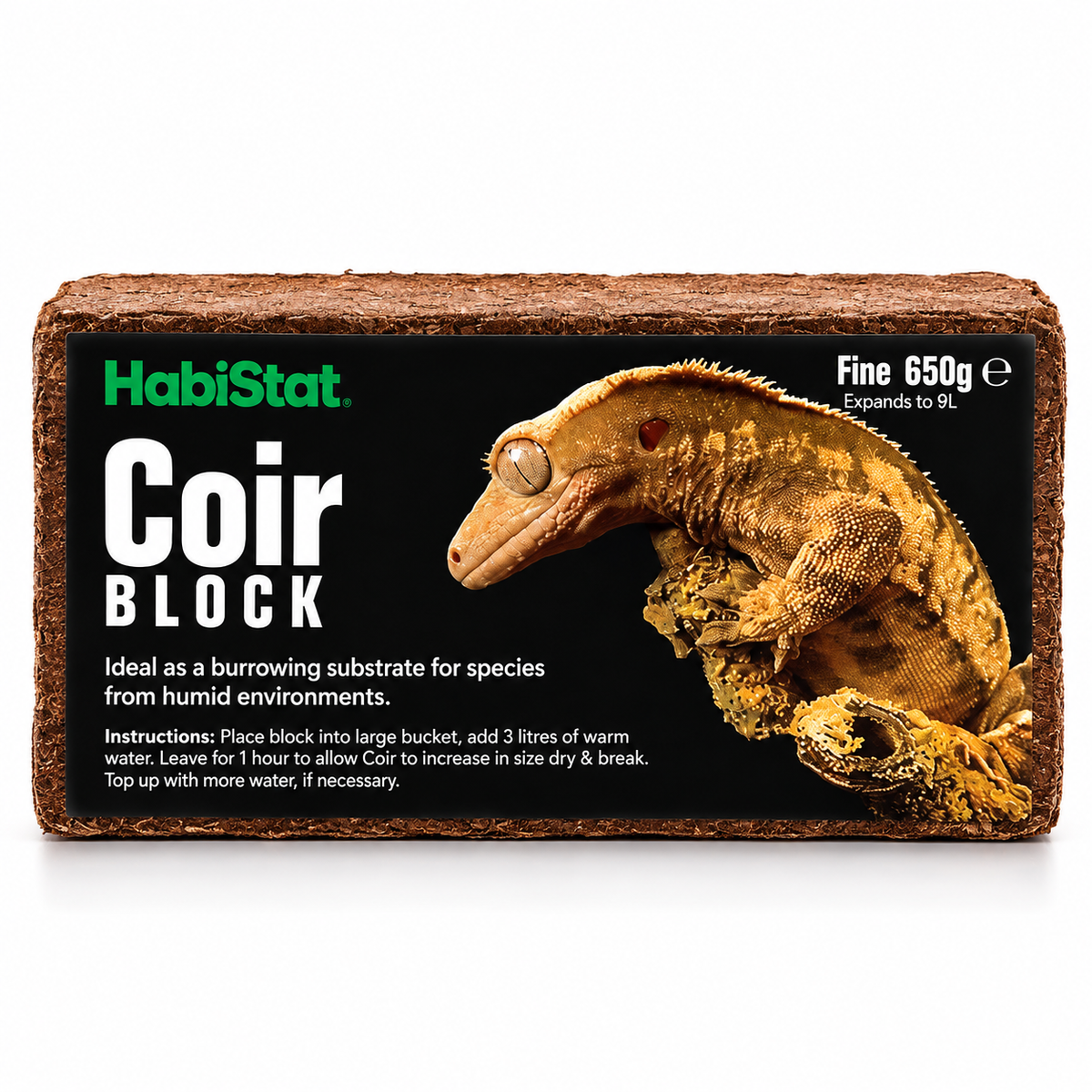 HabiStat Coir Block Fine 650g Compressed Natural Reptile Substrate Bedding