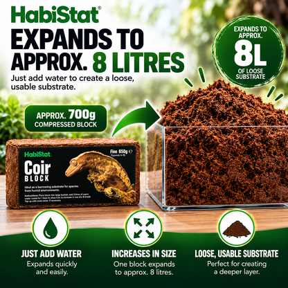 HabiStat Coir Block Fine 650g Compressed Natural Reptile Substrate Bedding