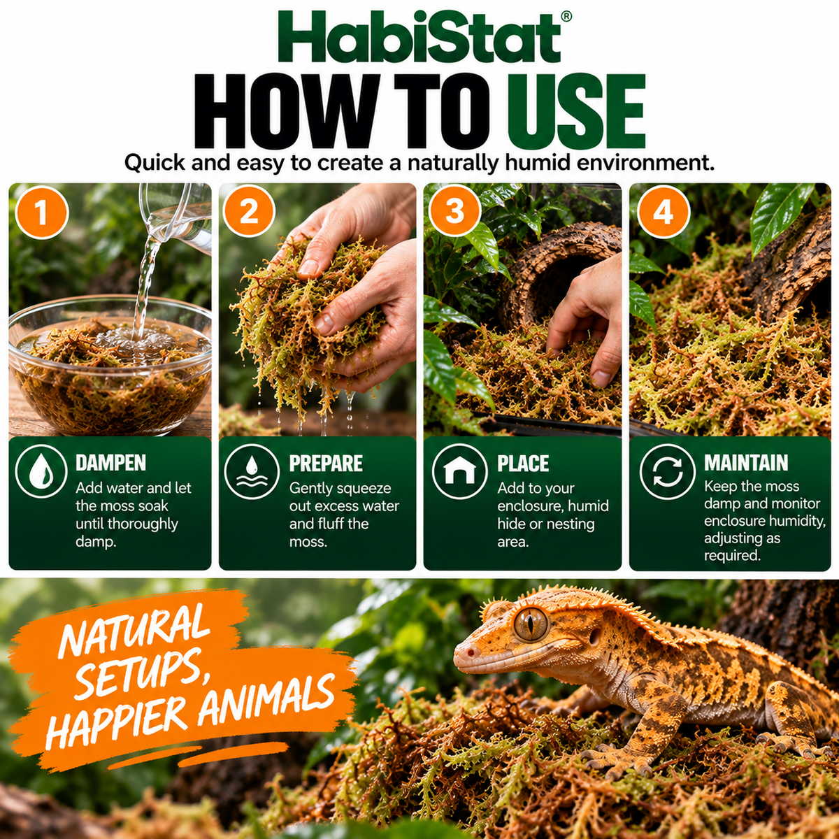 HabiStat Sphagnum Moss 1kg Natural Reptile Humidity, Hides & Egg Laying