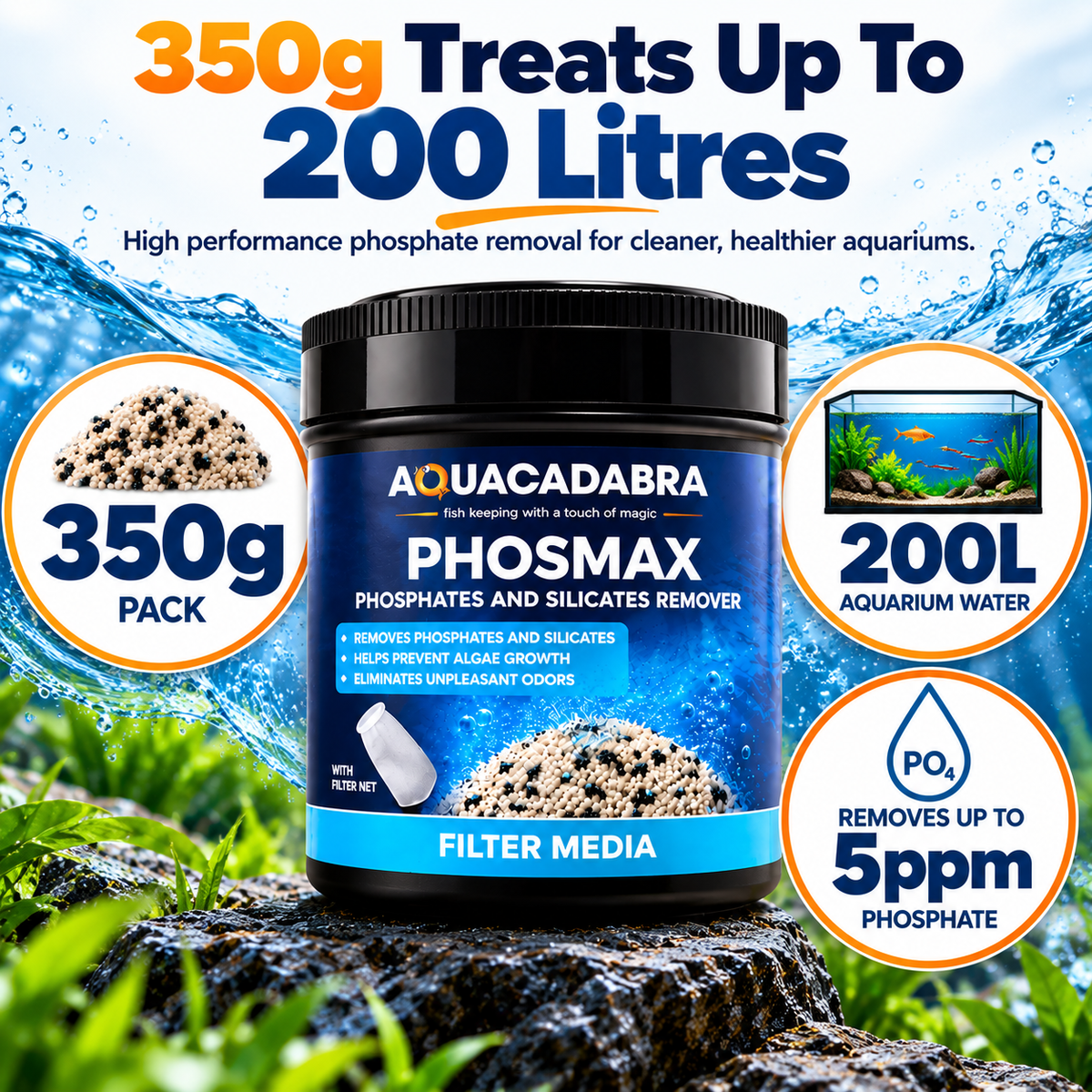 Aquacadabra Phosmax Phosphate Removal Filter Media Aquarium 350g