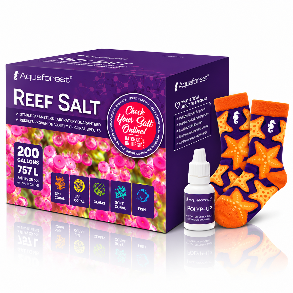 Aquaforest Reef Salt Marine Coral Aquarium + FREE Socks & Polyp-Up 50ml