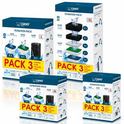 Ciano 3 Month Aquarium Filtration Pack S M L XL Filter Media Bio Bact Foam
