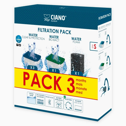Ciano 3 Month Aquarium Filtration Pack S M L XL Filter Media Bio Bact Foam