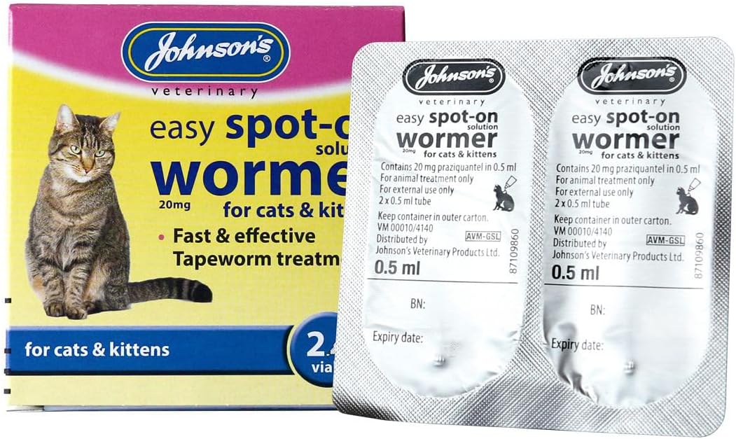 Johnson’s Vet Easy Spot On Wormer for Cats & Kittens 2 Pack