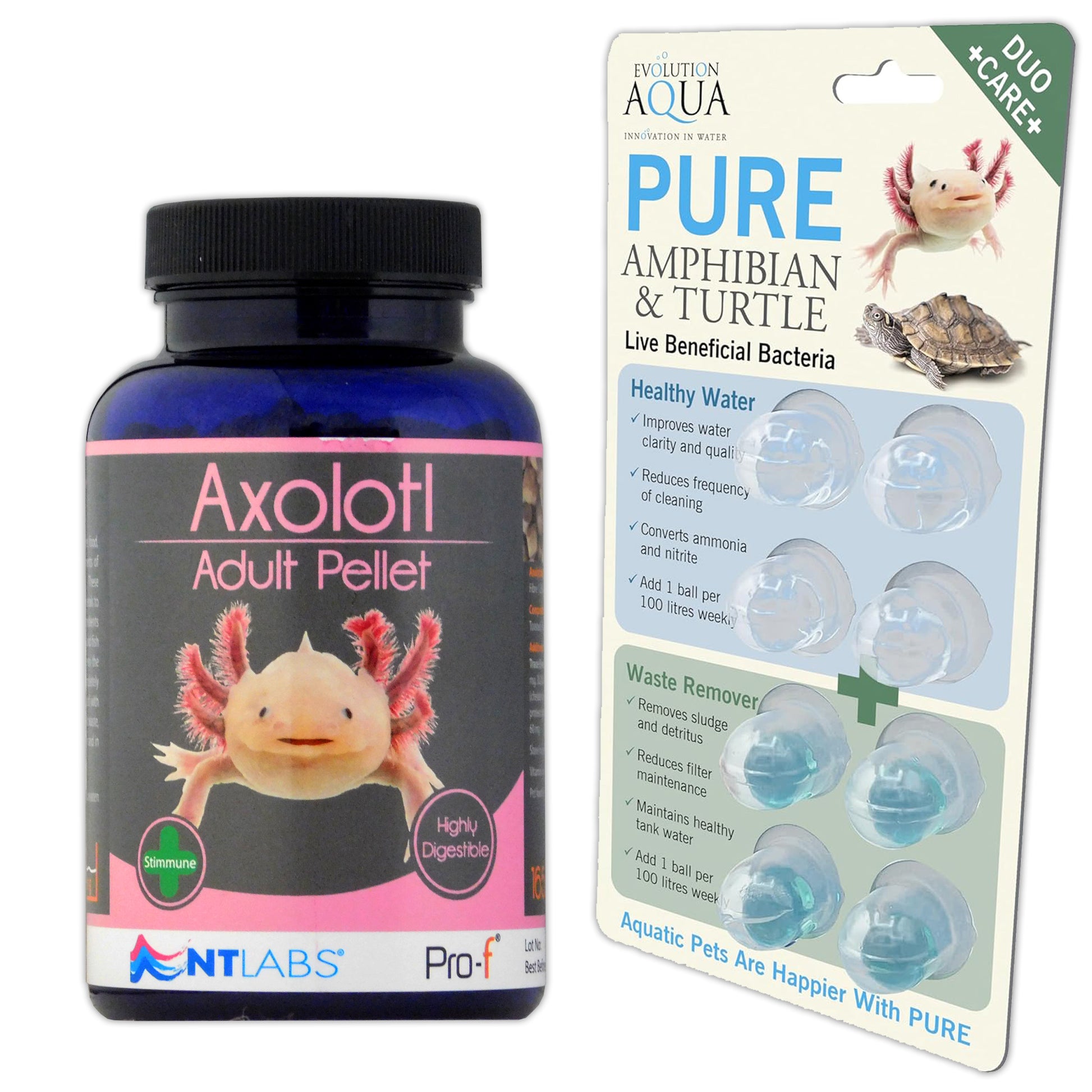 NT Labs Axolotl Pellets & Evo Aqua PURE Amphibian