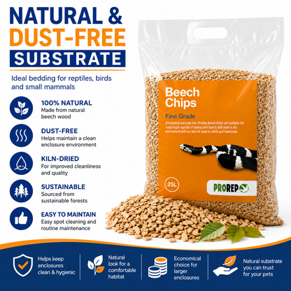 ProRep Beech Chips Fine 25L Natural Reptile Substrate 3-6mm Bedding