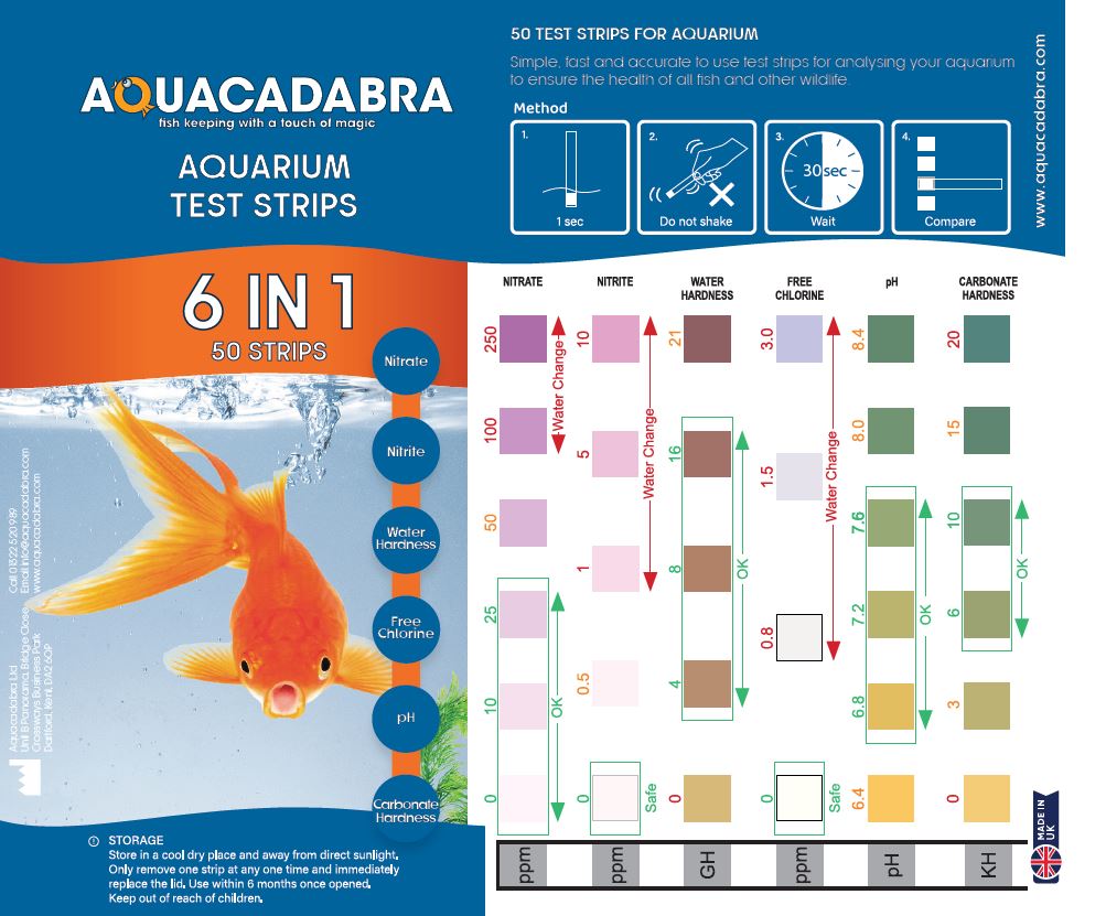 Aquacadabra Aquarium 6 in 1 50 Strips Nitrate Nitrite Test Kit