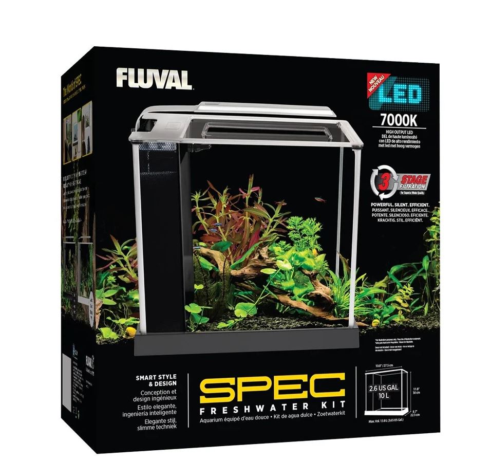 Fluval 10L Black Spec Tank 10515 Freshwater Aquarium Fish Tank