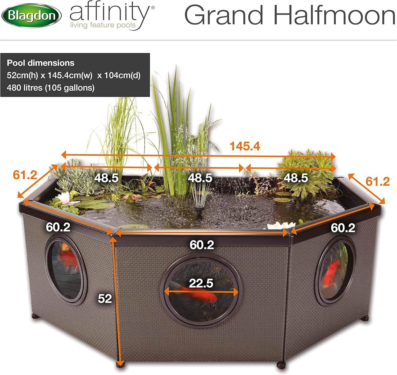 Blagdon Affinity Mocha Grand Half Moon Pool