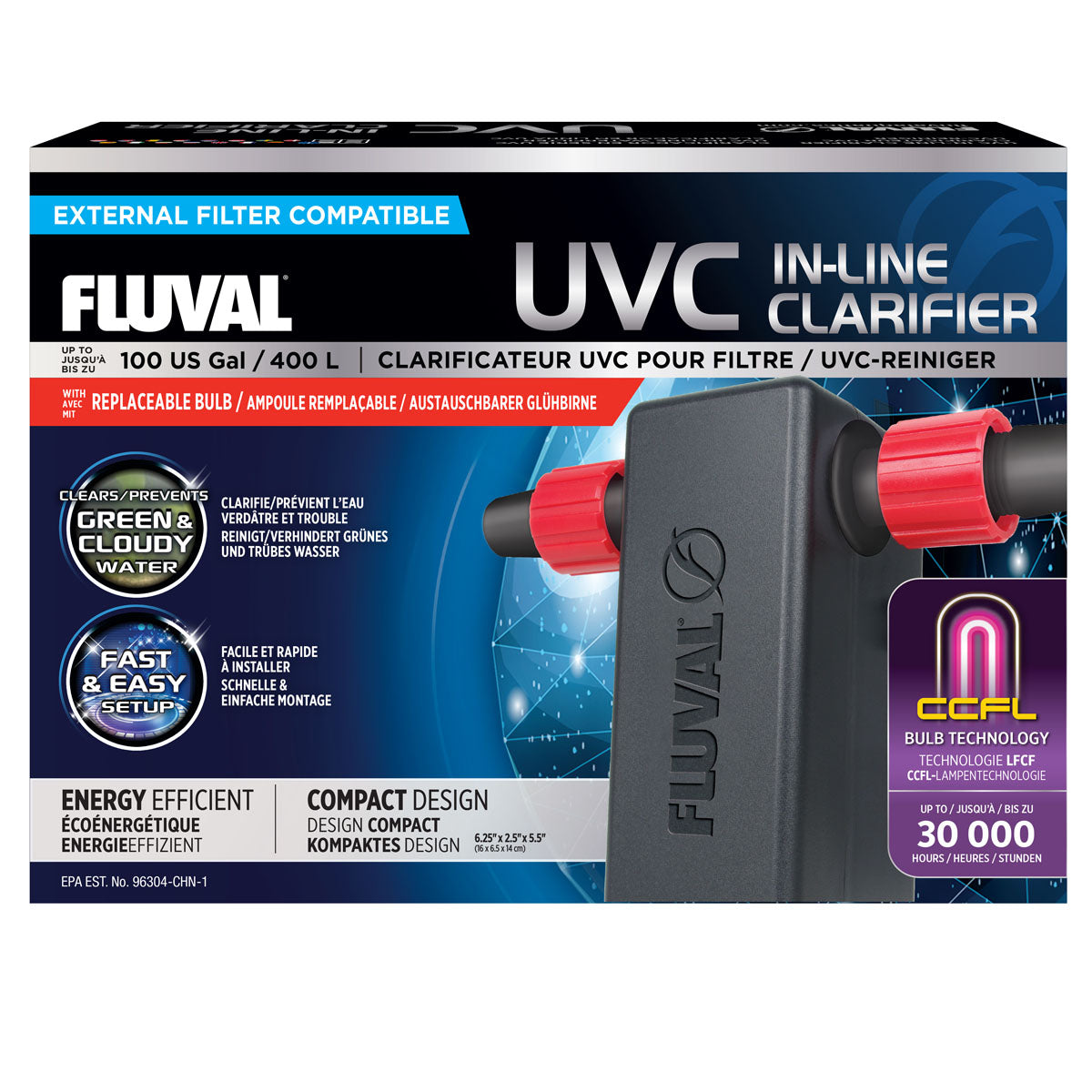 Fluval In-Line 3W UVC Clarifier 2024