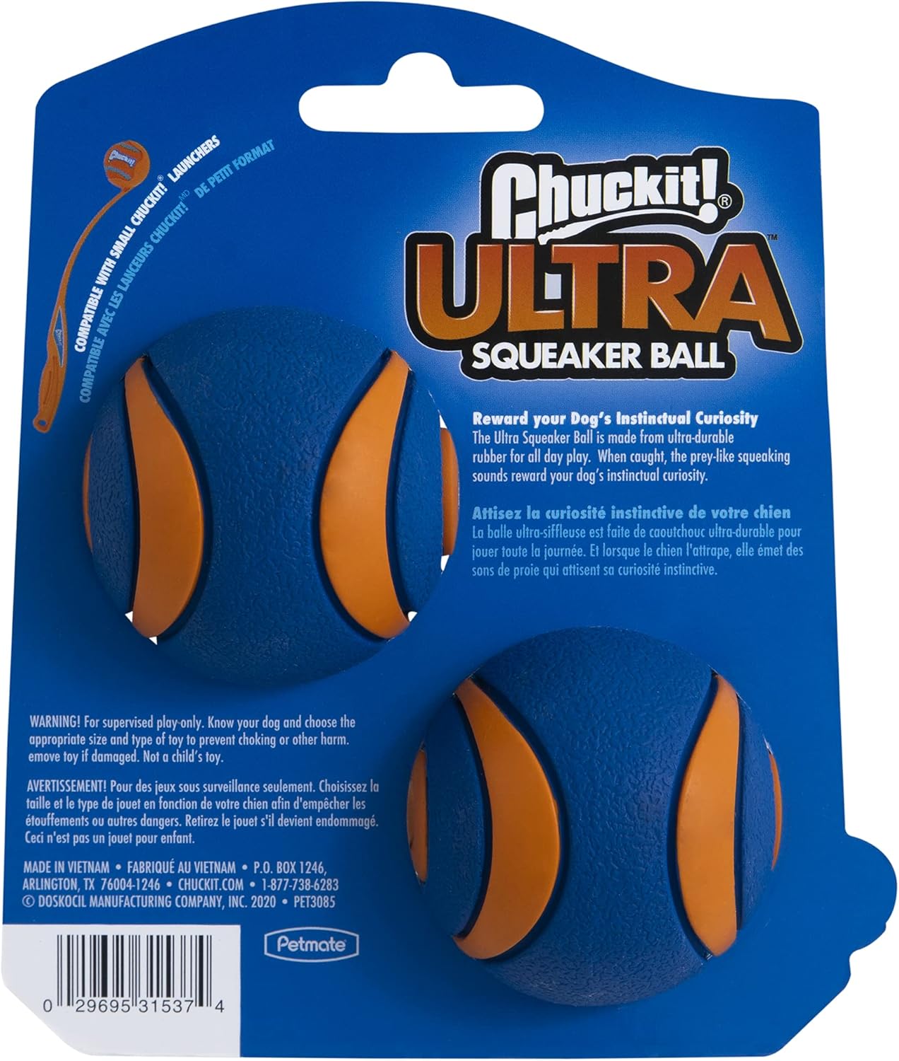 Dog Play Fetch Toy Ball Chuckit! Ultra Squeaker Dog Toy Fetch Ball 2 Pack